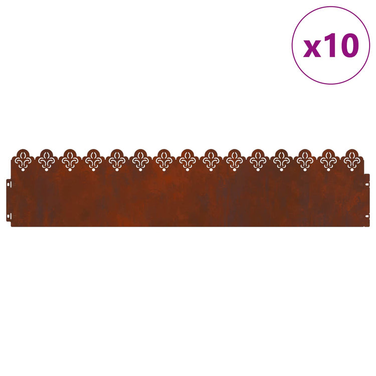 Vidaxl Rasenkanten 10 Stück rostig 103 x 0,05 x 22 cm Cortenstahl