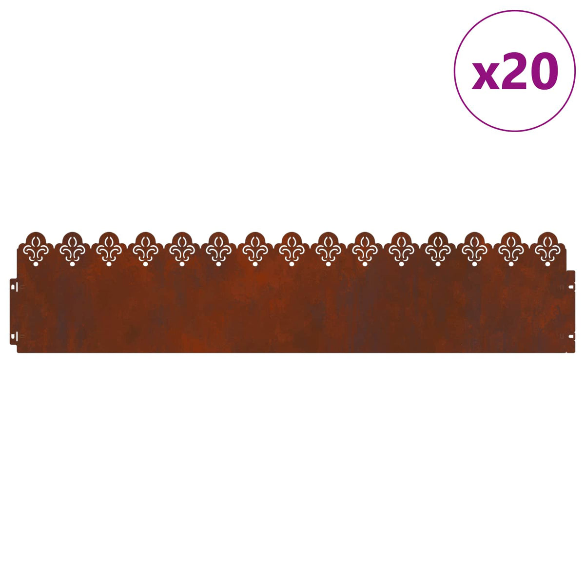 Vidaxl Rasenkanten 20 Stück rostig 103 x 0,05 x 22 cm Cortenstahl