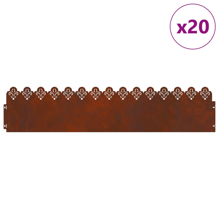 Vidaxl Rasenkanten 20 Stück rostig 103 x 0,05 x 22 cm Cortenstahl