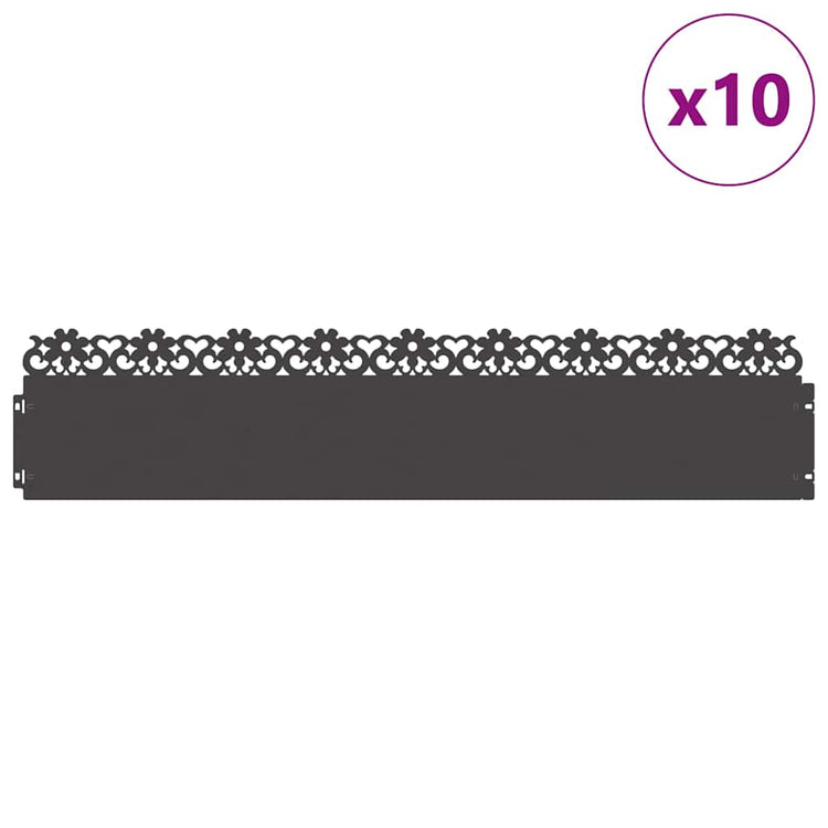 Vidaxl Rasenkanten 10 Stück schwarz 103 x 0,05 x 22 cm Stahl