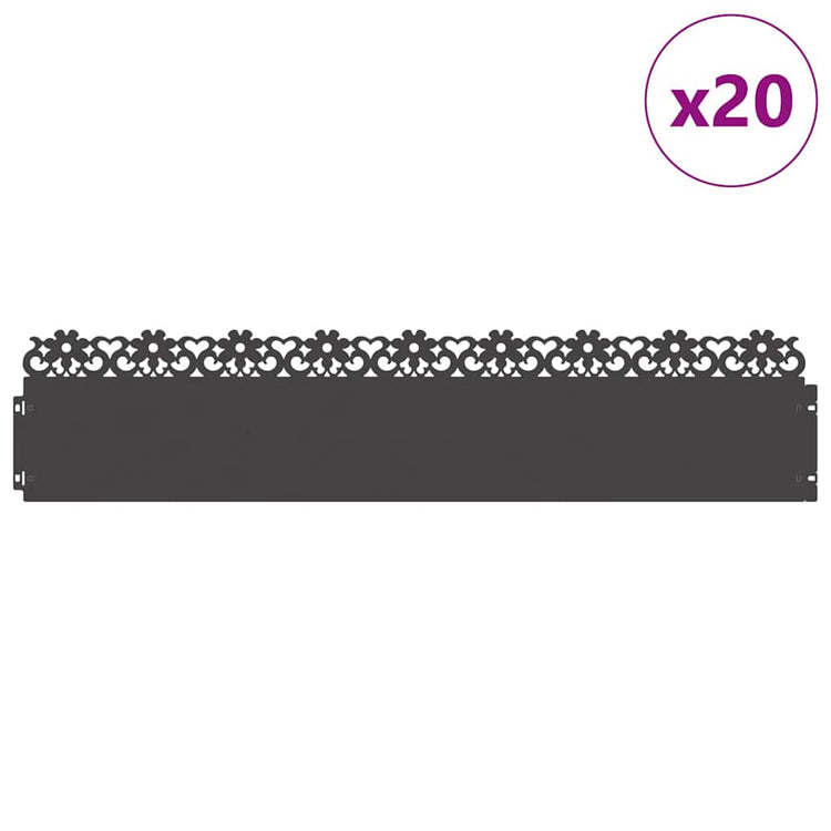 Vidaxl Rasenkanten 20 Stück schwarz 103 x 0,05 x 22 cm Stahl