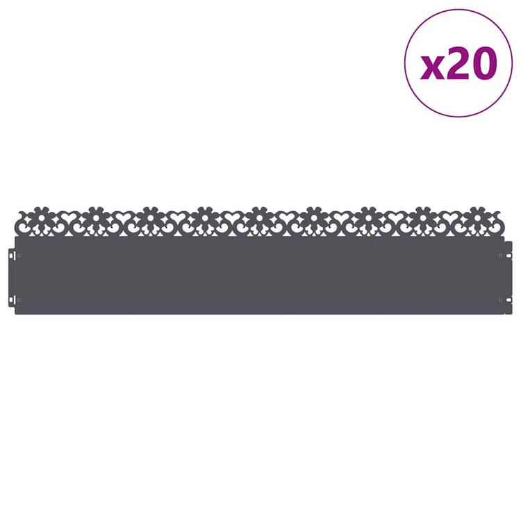 Vidaxl Rasenkanten 20 Stück Anthrazit 103 x 0,05 x 22 cm Stahl