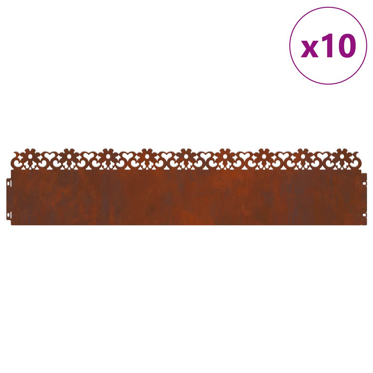 Vidaxl Rasenkanten 10 Stück rostig 103 x 0,05 x 22 cm Cortenstahl