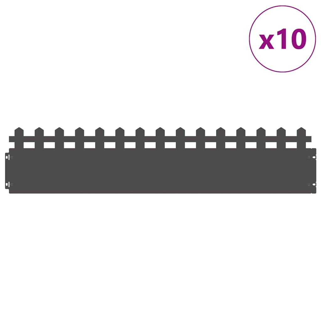 Vidaxl Rasenkanten 10 Stück schwarz 103 x 0,05 x 22 cm Stahl