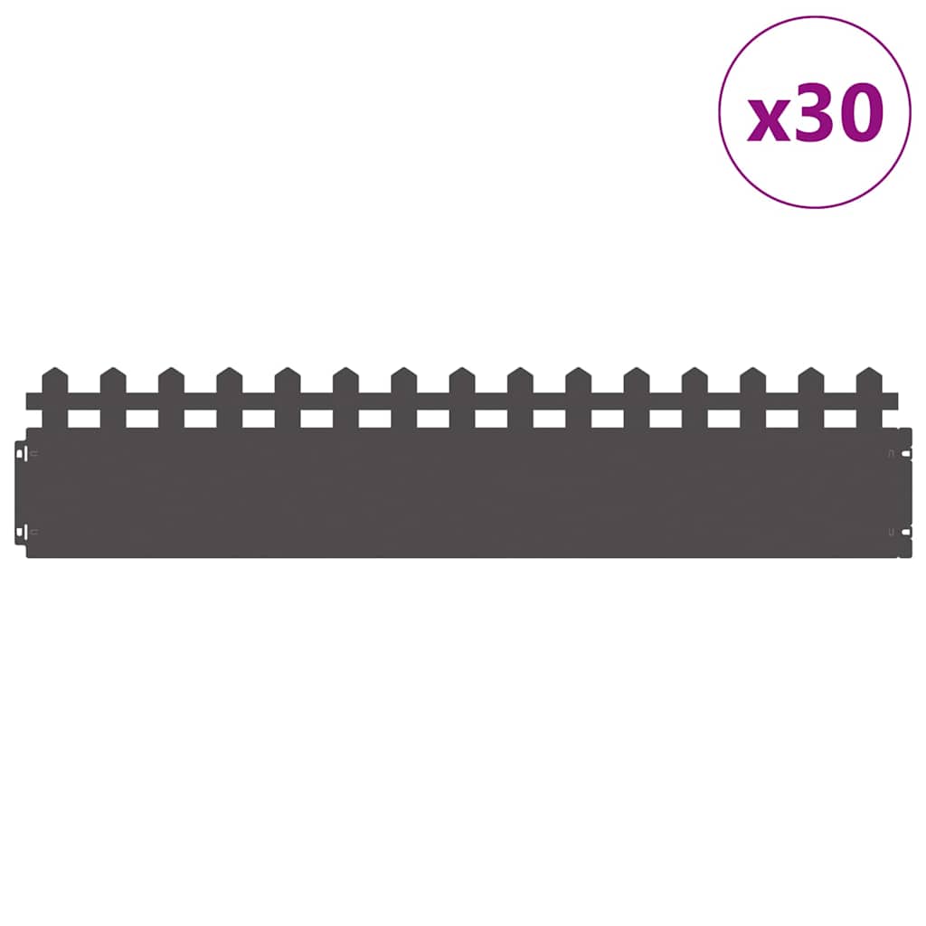 Vidaxl Rasenkanten 30 Stück schwarz 103 x 0,05 x 22 cm Stahl
