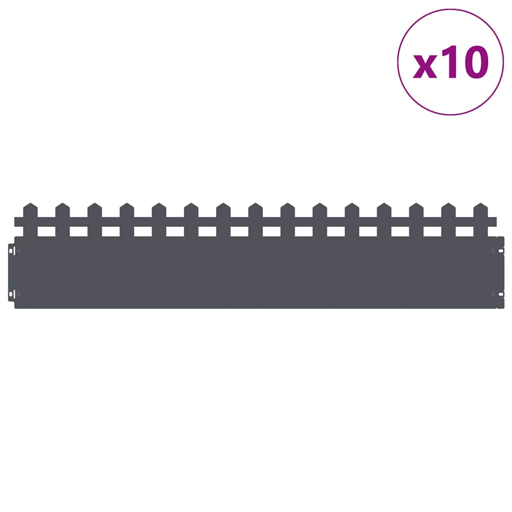 Vidaxl Rasenkanten 10 Stück Anthrazit 103 x 0,05 x 22 cm Stahl