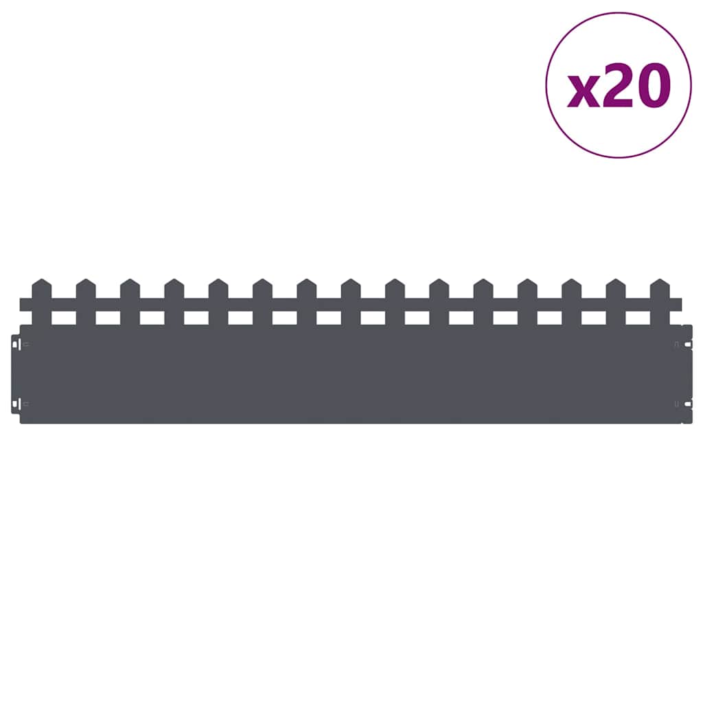 Vidaxl Rasenkanten 20 Stück Anthrazit 103 x 0,05 x 22 cm Stahl