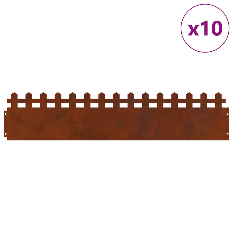 Vidaxl Rasenkanten 10 Stück rostig 103 x 0,05 x 22 cm Cortenstahl