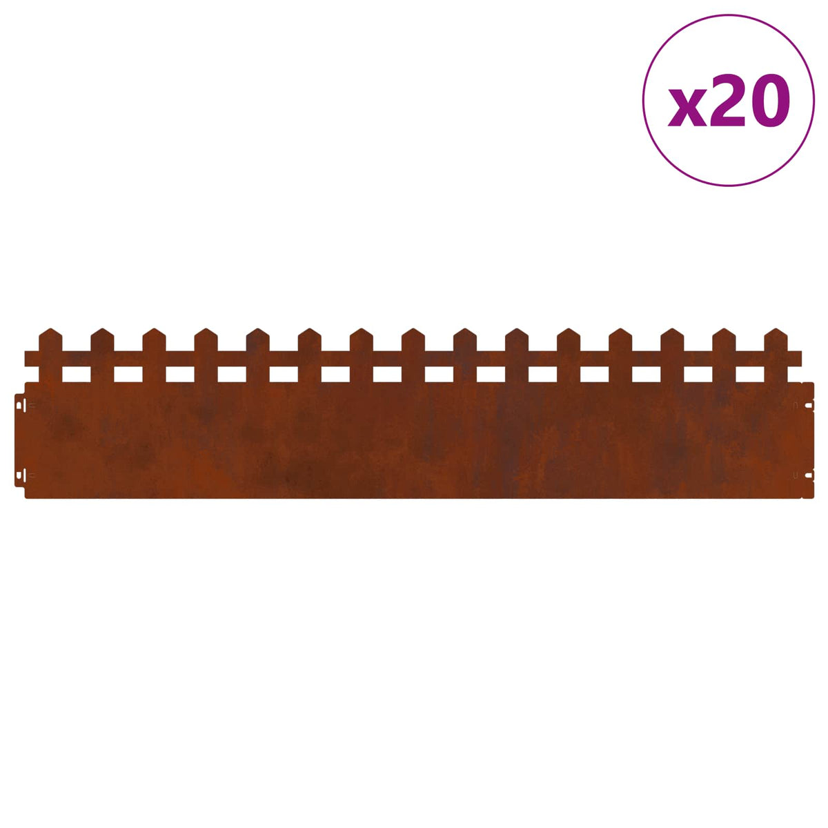 Vidaxl Rasenkanten 20 Stück rostig 103 x 0,05 x 22 cm Cortenstahl