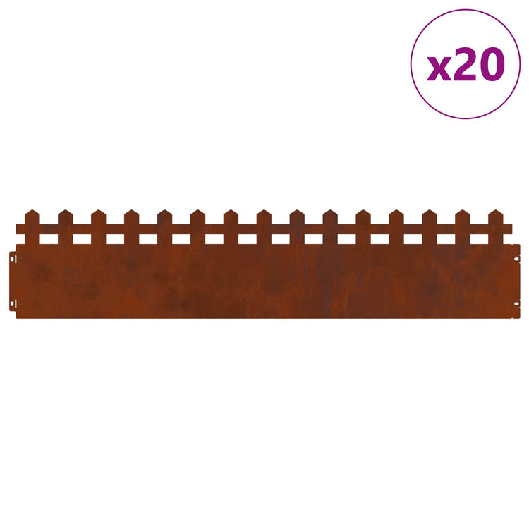 Vidaxl Rasenkanten 20 Stück rostig 103 x 0,05 x 22 cm Cortenstahl