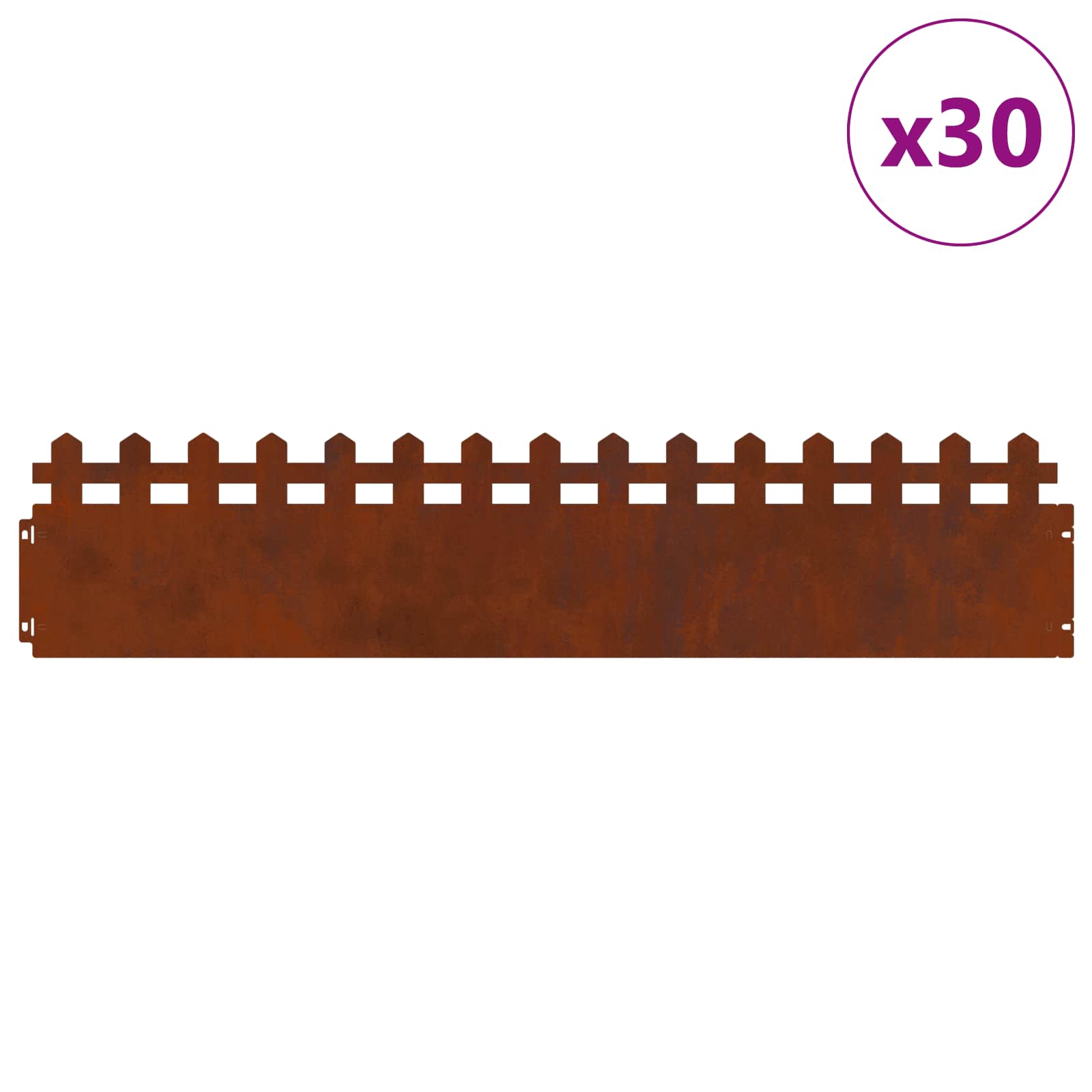Vidaxl Rasenkanten 30 Stück rostig 103 x 0,05 x 22 cm Cortenstahl