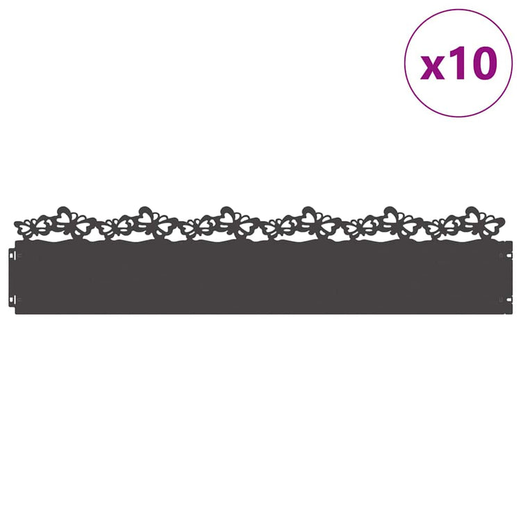 Vidaxl Rasenkanten 10 Stück schwarz 103 x 0,05 x 22 cm Stahl