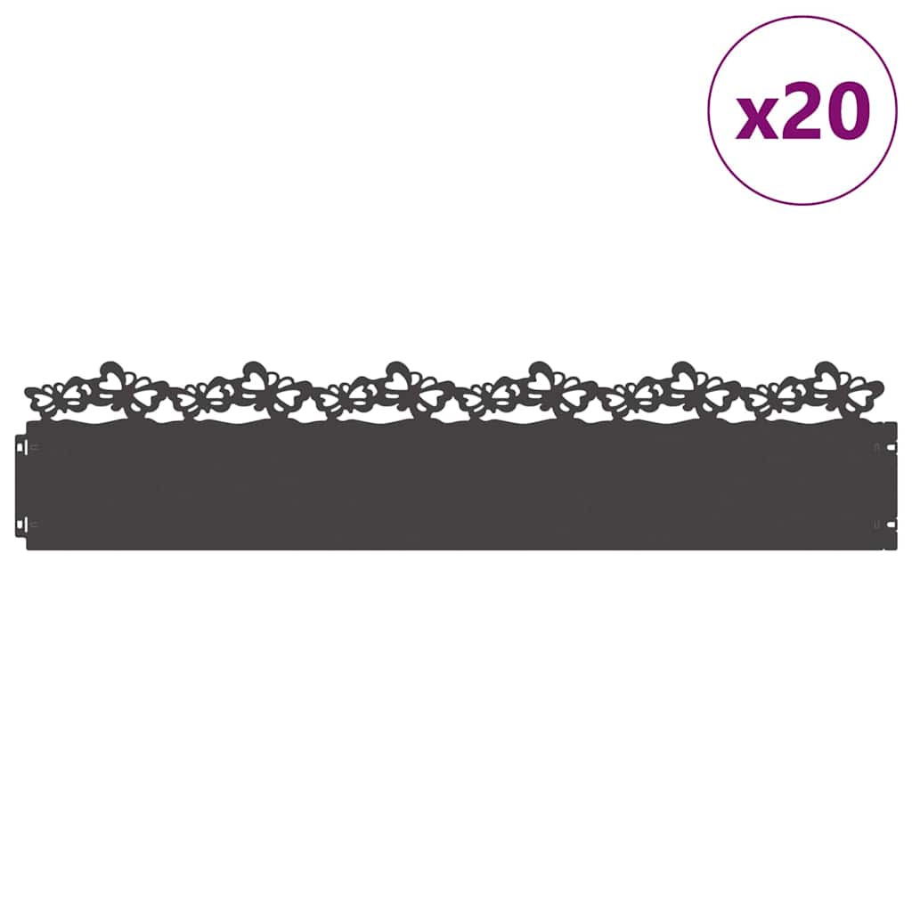 Vidaxl Rasenkanten 20 Stück schwarz 103 x 0,05 x 22 cm Stahl