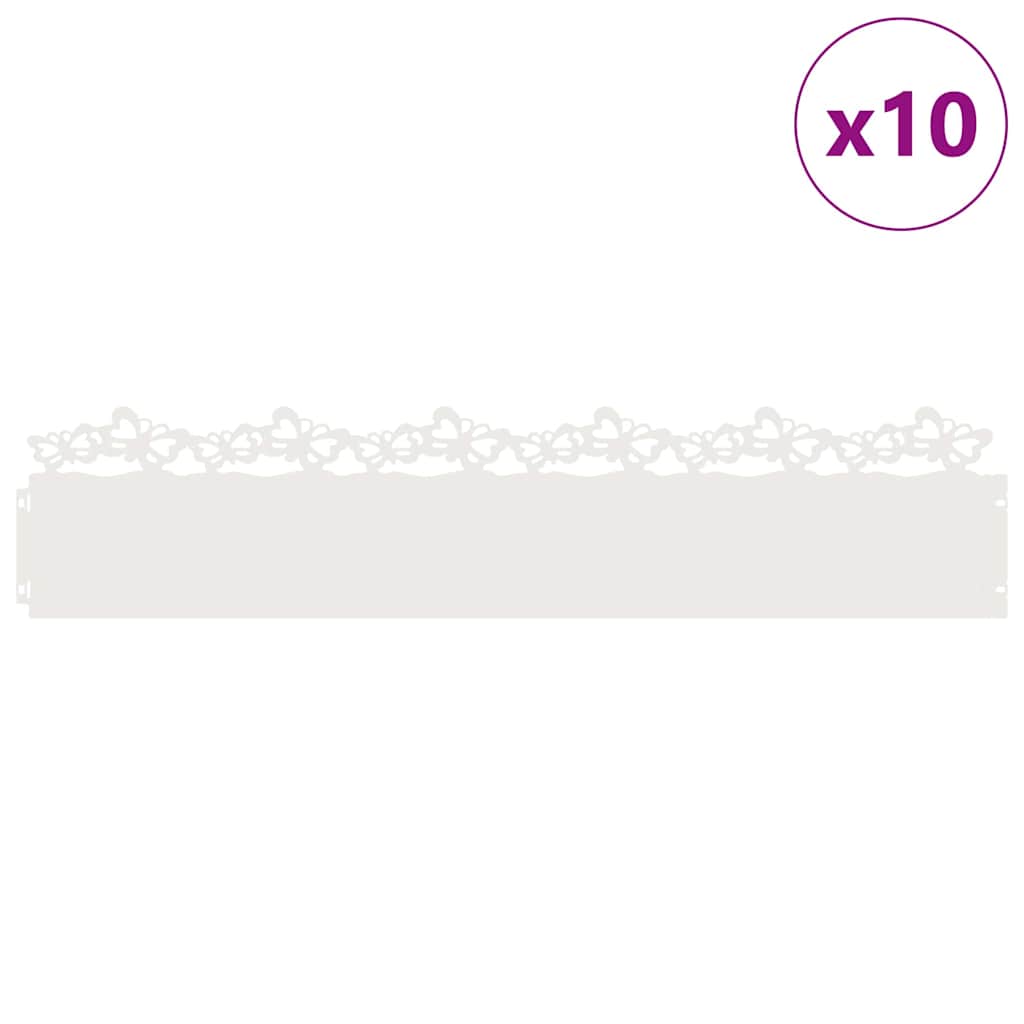Vidaxl Rasenkanten 10 Stück weiß 103 x 0,05 x 22 cm Stahl