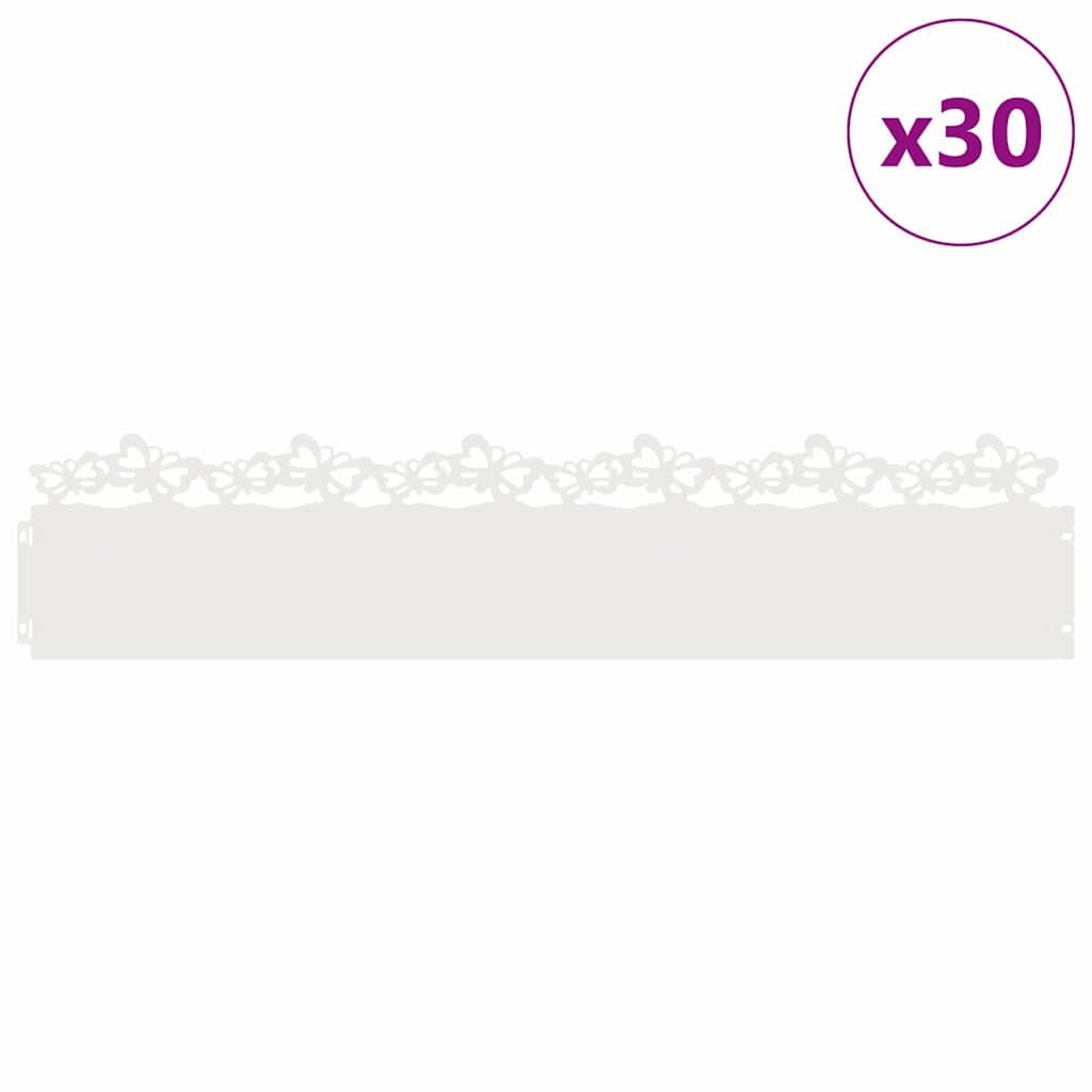 Vidaxl Rasenkanten 30 Stück weiß 103 x 0,05 x 22 cm Stahl