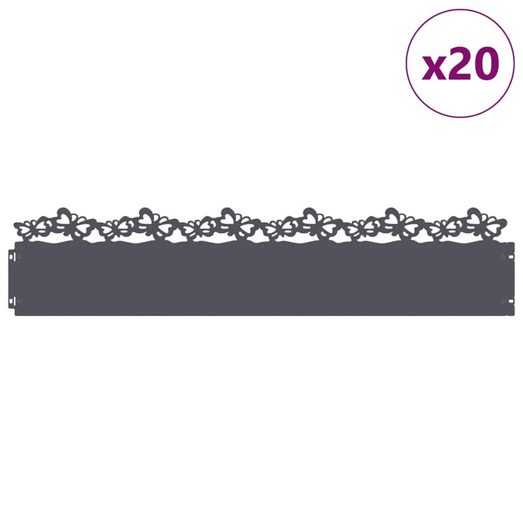 Vidaxl Rasenkanten 20 Stück Anthrazit 103 x 0,05 x 22 cm Stahl