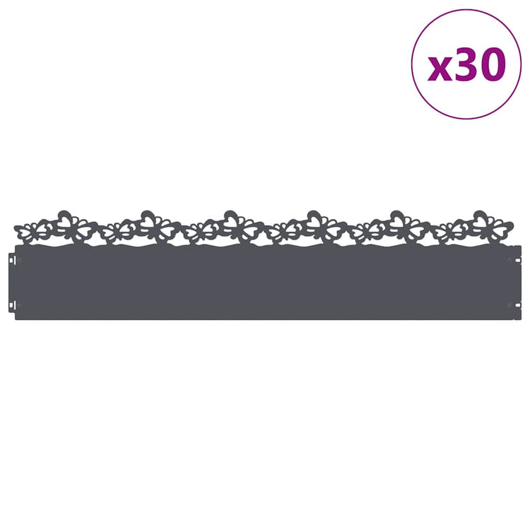 Vidaxl Rasenkanten 30 Stück Anthrazit 103 x 0,05 x 22 cm Stahl