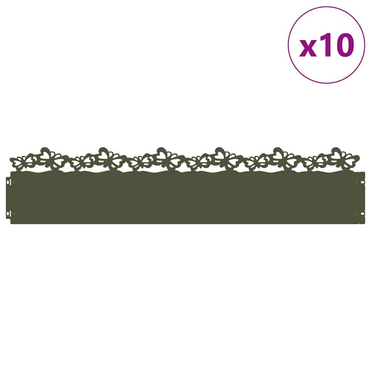 Vidaxl Rasenkanten 10 Stück olivgrün 103 x 0,05 x 22 cm Stahl