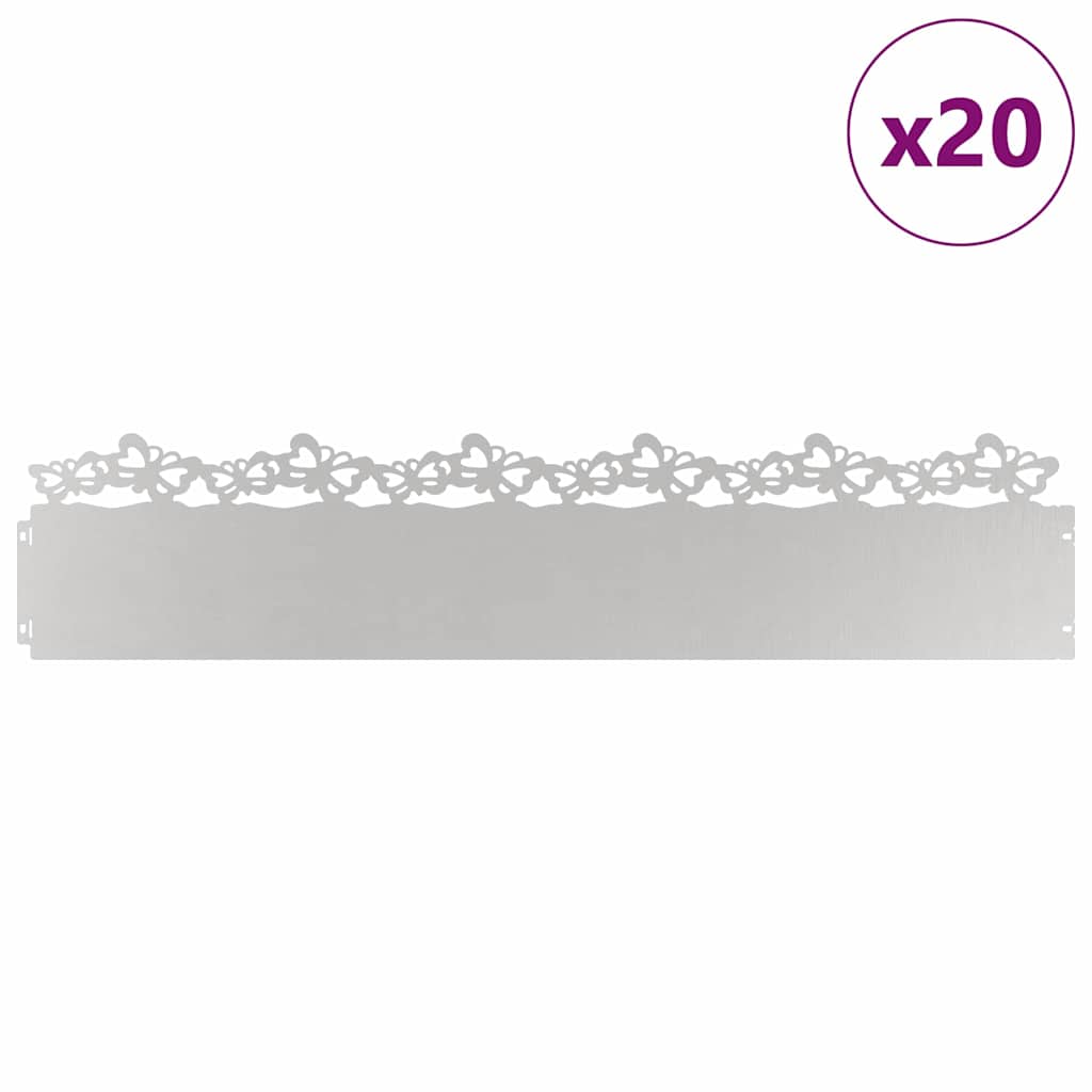 Vidaxl Rasenkanten 20 Stück Silber 103 x 0,05 x 22 cm Edelstahl