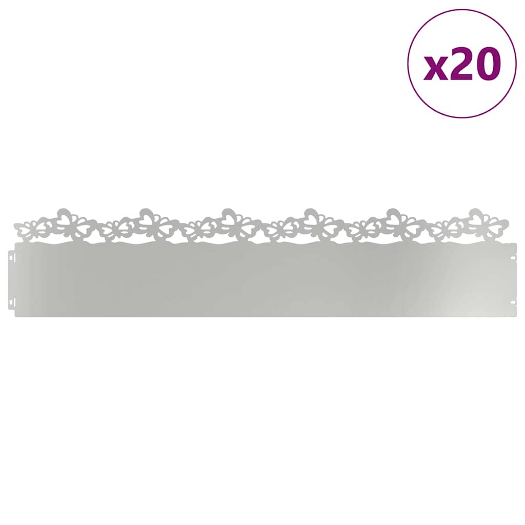 Vidaxl Rasenkanten 20 Stück Silber 103 x 0,05 x 22 cm