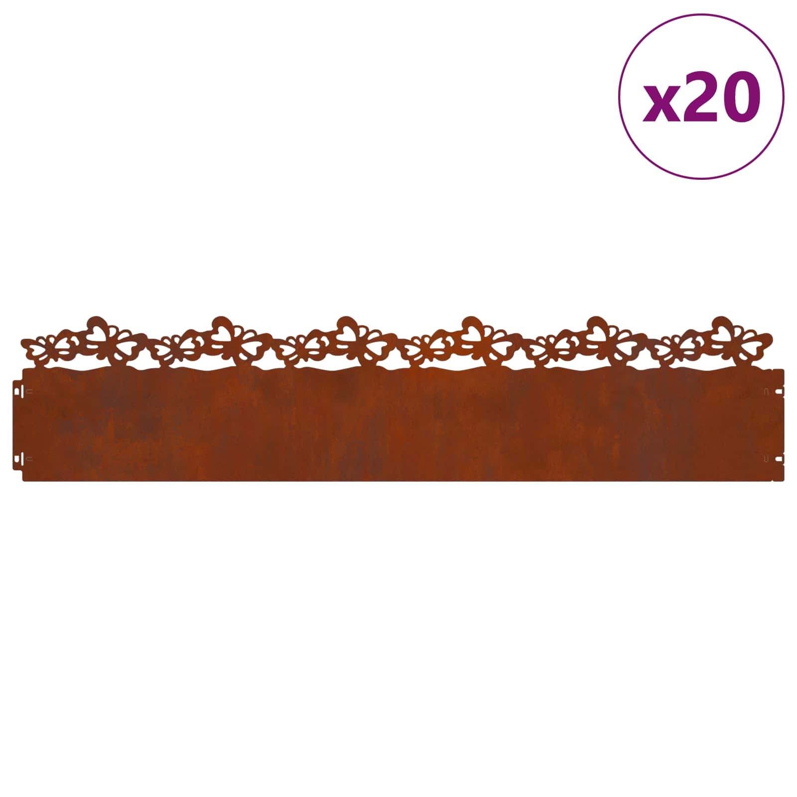 Vidaxl Rasenkanten 20 Stück rostig 103 x 0,05 x 22 cm Cortenstahl