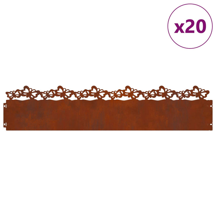 Vidaxl Rasenkanten 20 Stück rostig 103 x 0,05 x 22 cm Cortenstahl