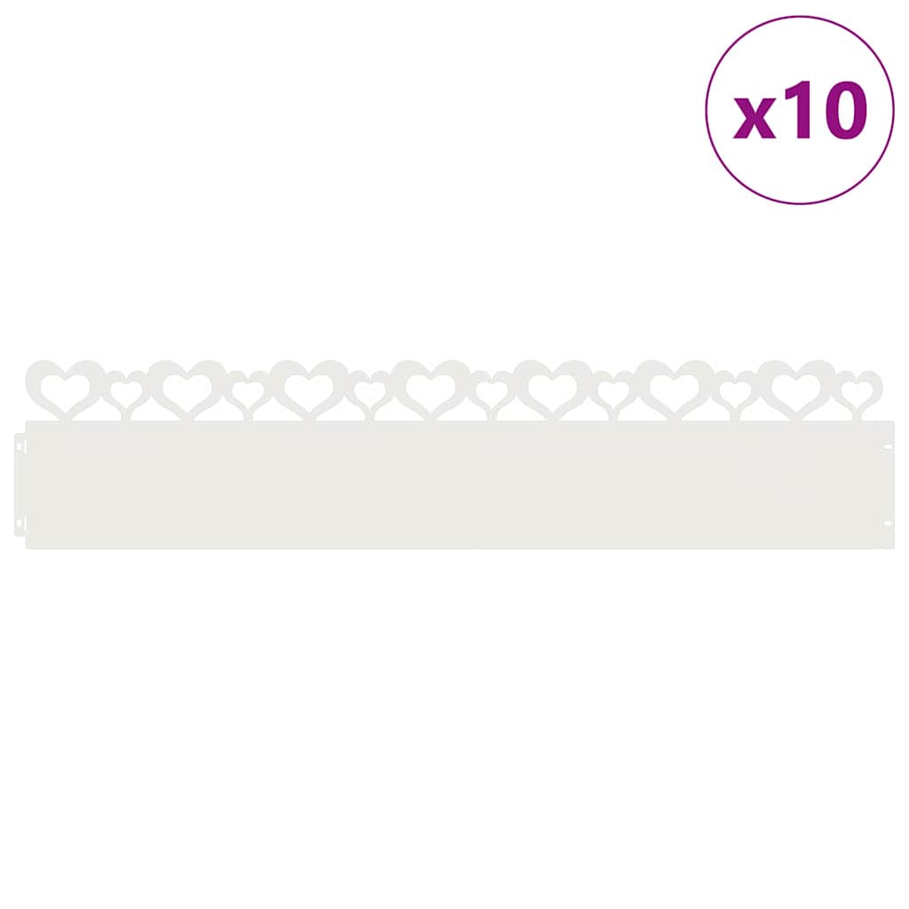 Vidaxl Rasenkanten 10 Stück weiß 103 x 0,05 x 22 cm Stahl