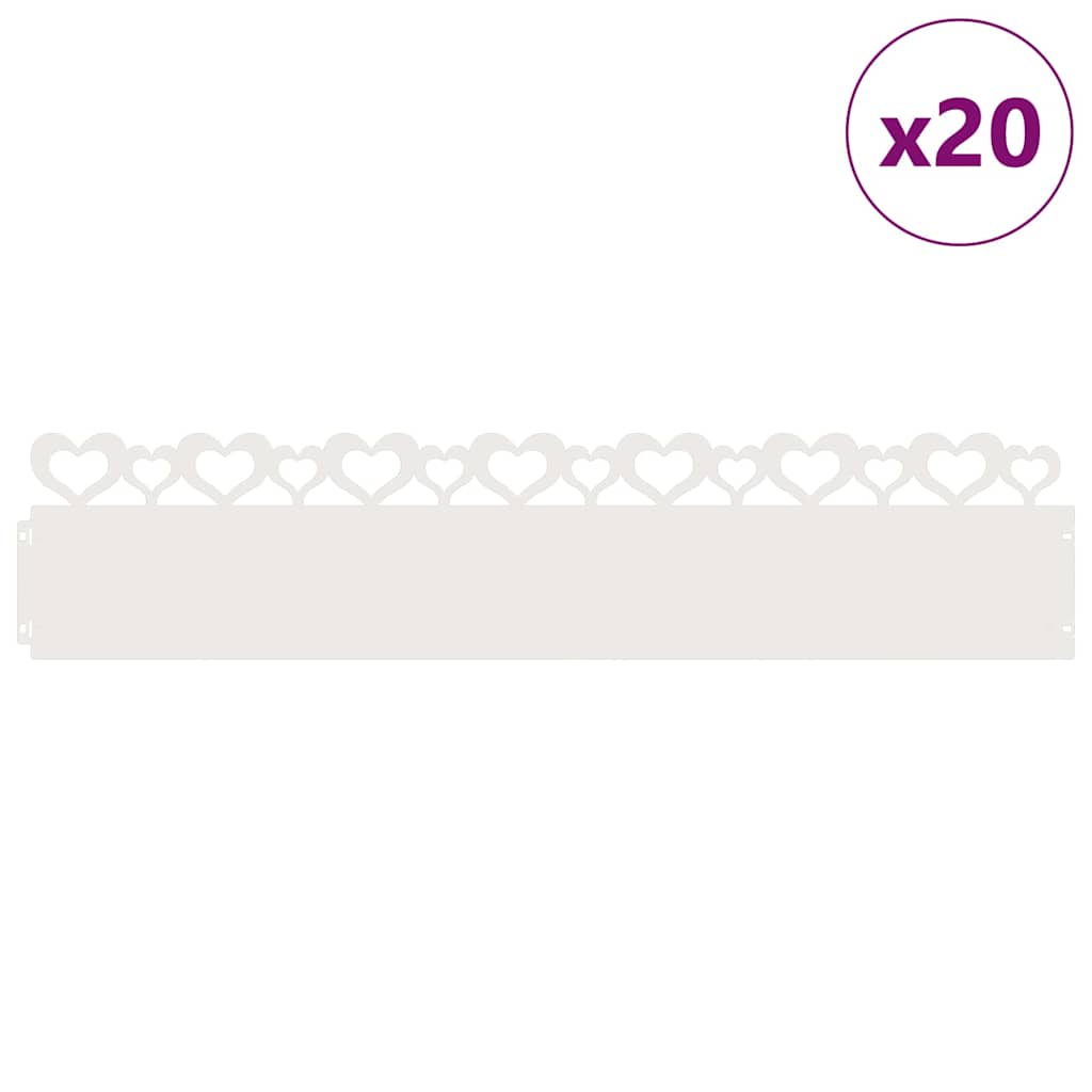 Vidaxl Rasenkanten 20 Stück weiß 103 x 0,05 x 22 cm Stahl