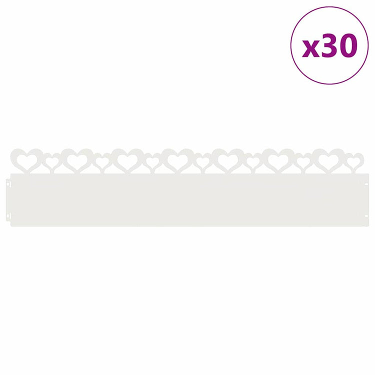 Vidaxl Rasenkanten 30 Stück weiß 103 x 0,05 x 22 cm Stahl