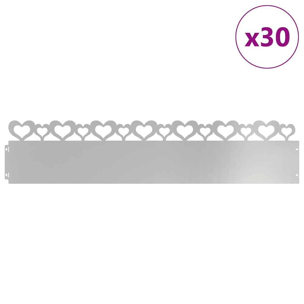 Vidaxl Rasenkanten 30 Stück Silber 103 x 0,05 x 22 cm
