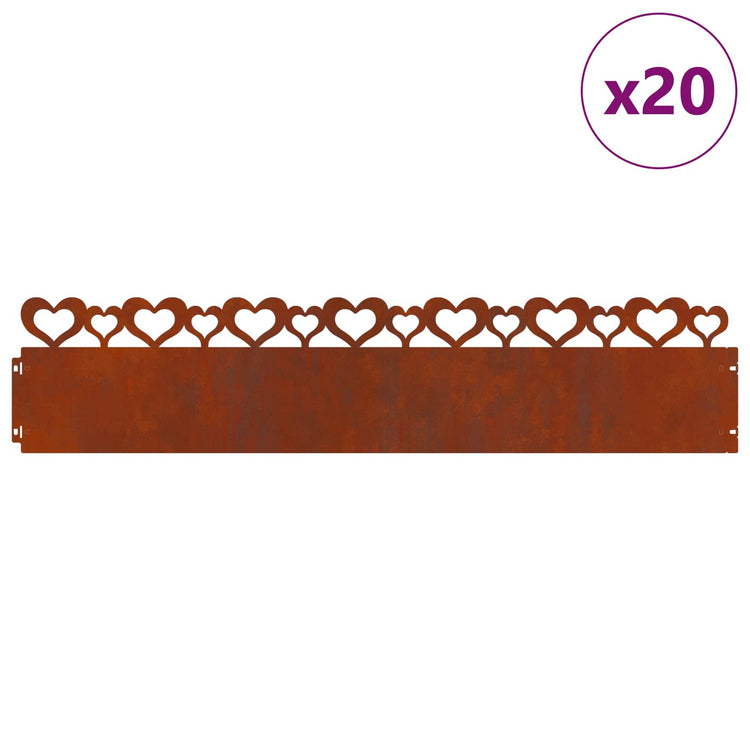 Vidaxl Rasenkanten 20 Stück rostig 103 x 0,05 x 22 cm Cortenstahl