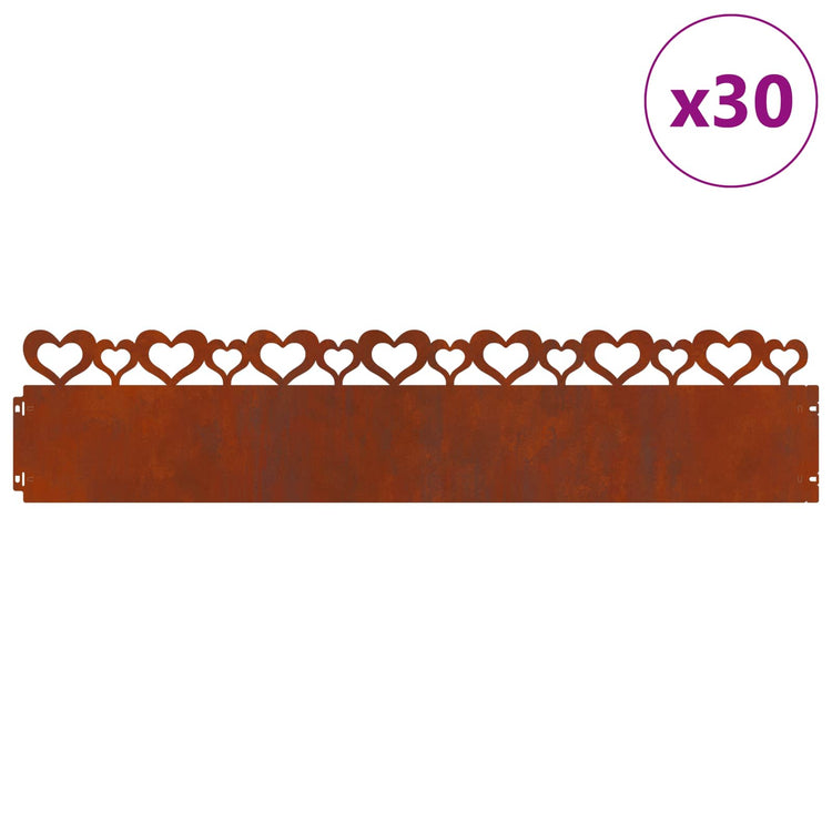 Vidaxl Rasenkanten 30 Stück rostig 103 x 0,05 x 22 cm Cortenstahl