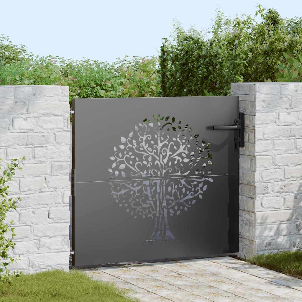 VidaXL Gartentor mit Schloss schwarz 85 x 100 cm pulverbeschichteter Stahl