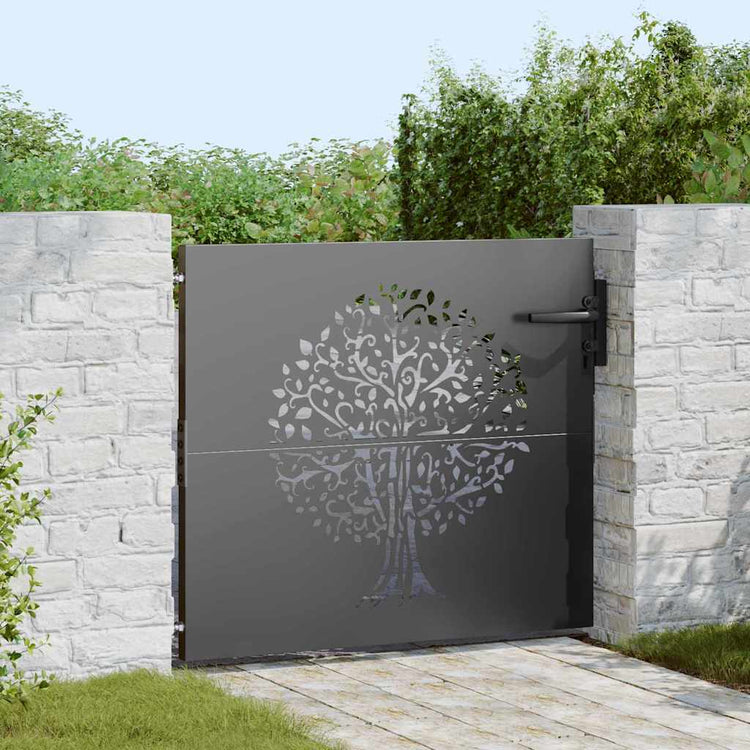VidaXL Gartentor mit Schloss schwarz 85 x 100 cm pulverbeschichteter Stahl
