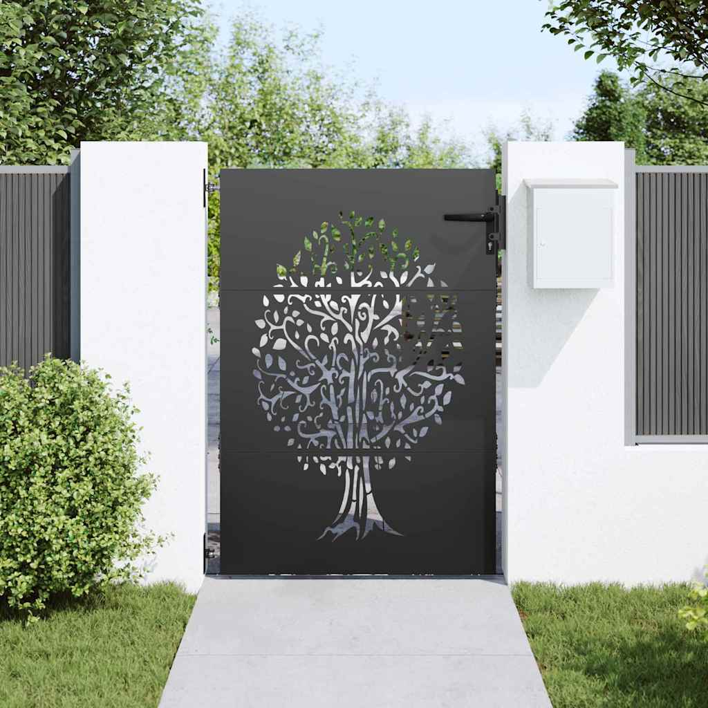 VidaXL Gartentor mit Schloss schwarz 85 x 125 cm pulverbeschichteter Stahl