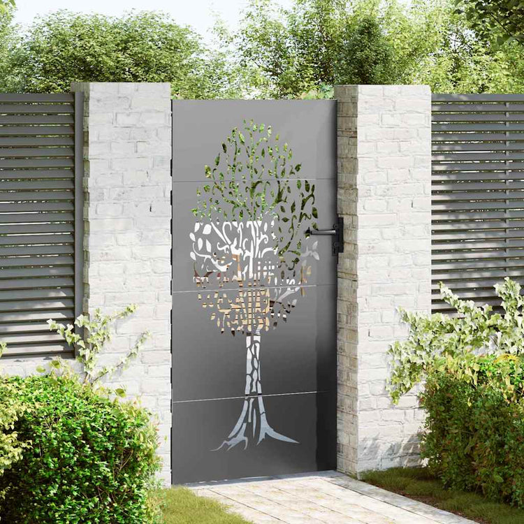 VidaXL Gartentor mit Schloss schwarz 85 x 175 cm pulverbeschichteter Stahl