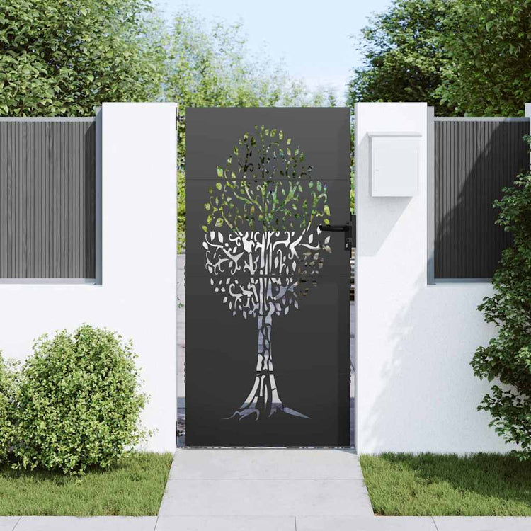 VidaXL Gartentor mit Schloss schwarz 85 x 175 cm pulverbeschichteter Stahl