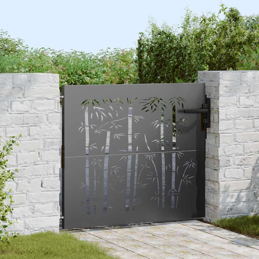 VidaXL Gartentor mit Schloss schwarz 85 x 175 cm pulverbeschichteter Stahl