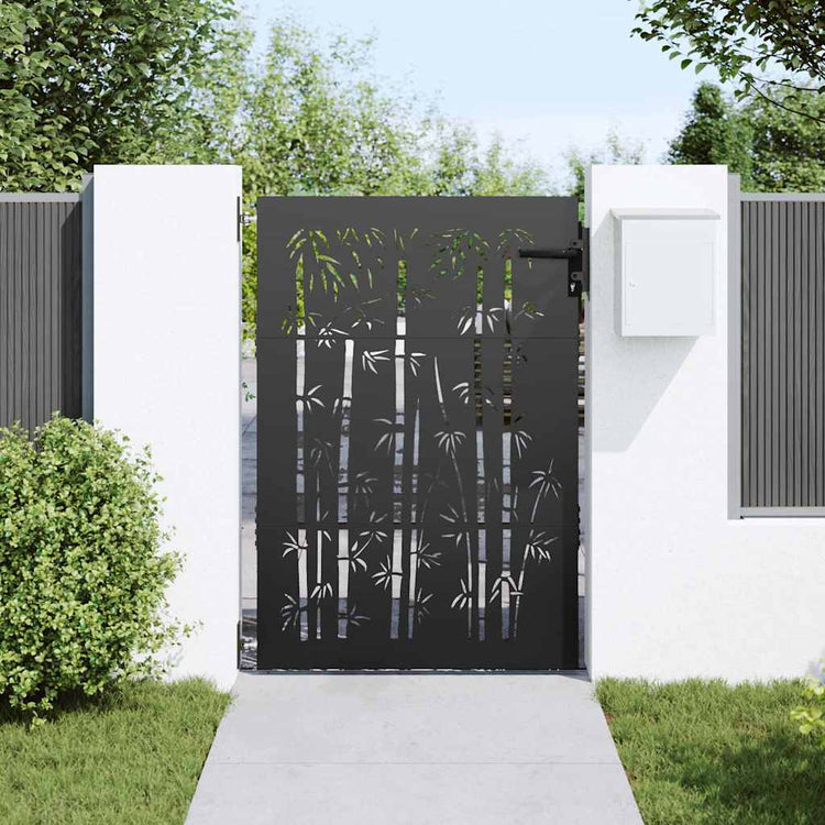 Vidaxxl Gartentor mit Schloss schwarz 85 x 150 cm pulverbeschichteter Stahl