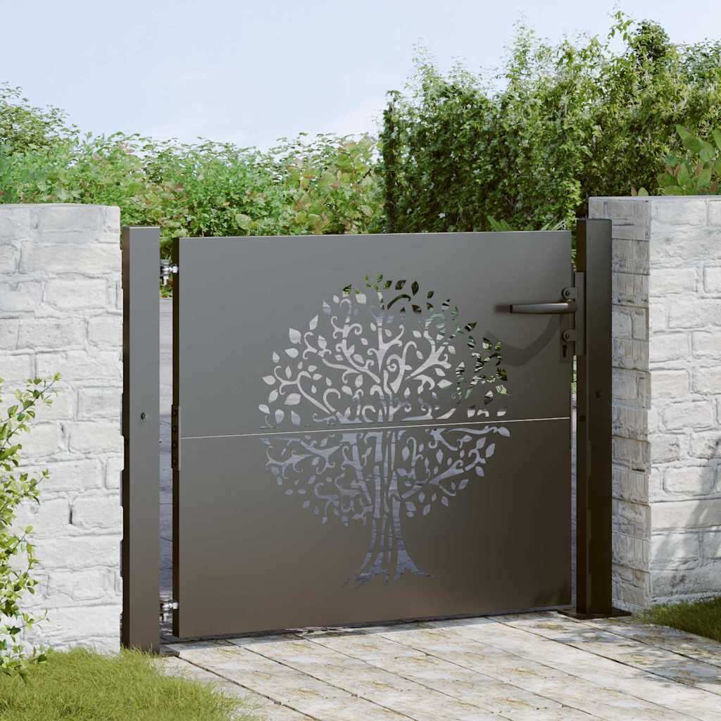 VidaXL Gartentor mit Schloss schwarz 110 x 105 cm pulverbeschichteter Stahl