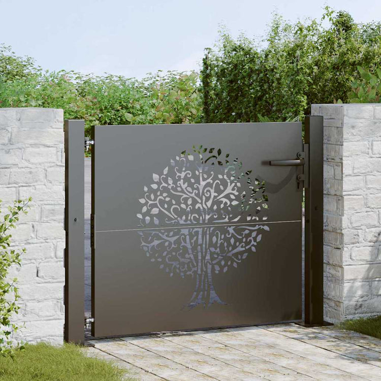 VidaXL Gartentor mit Schloss schwarz 110 x 105 cm pulverbeschichteter Stahl