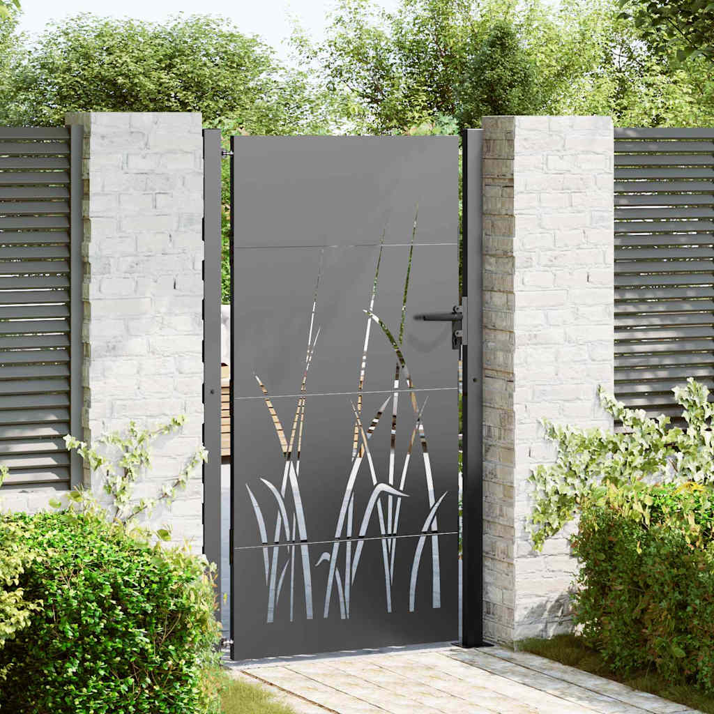 VidaXL Gartentor mit Schloss schwarz 110 x 180 cm pulverbeschichteter Stahl