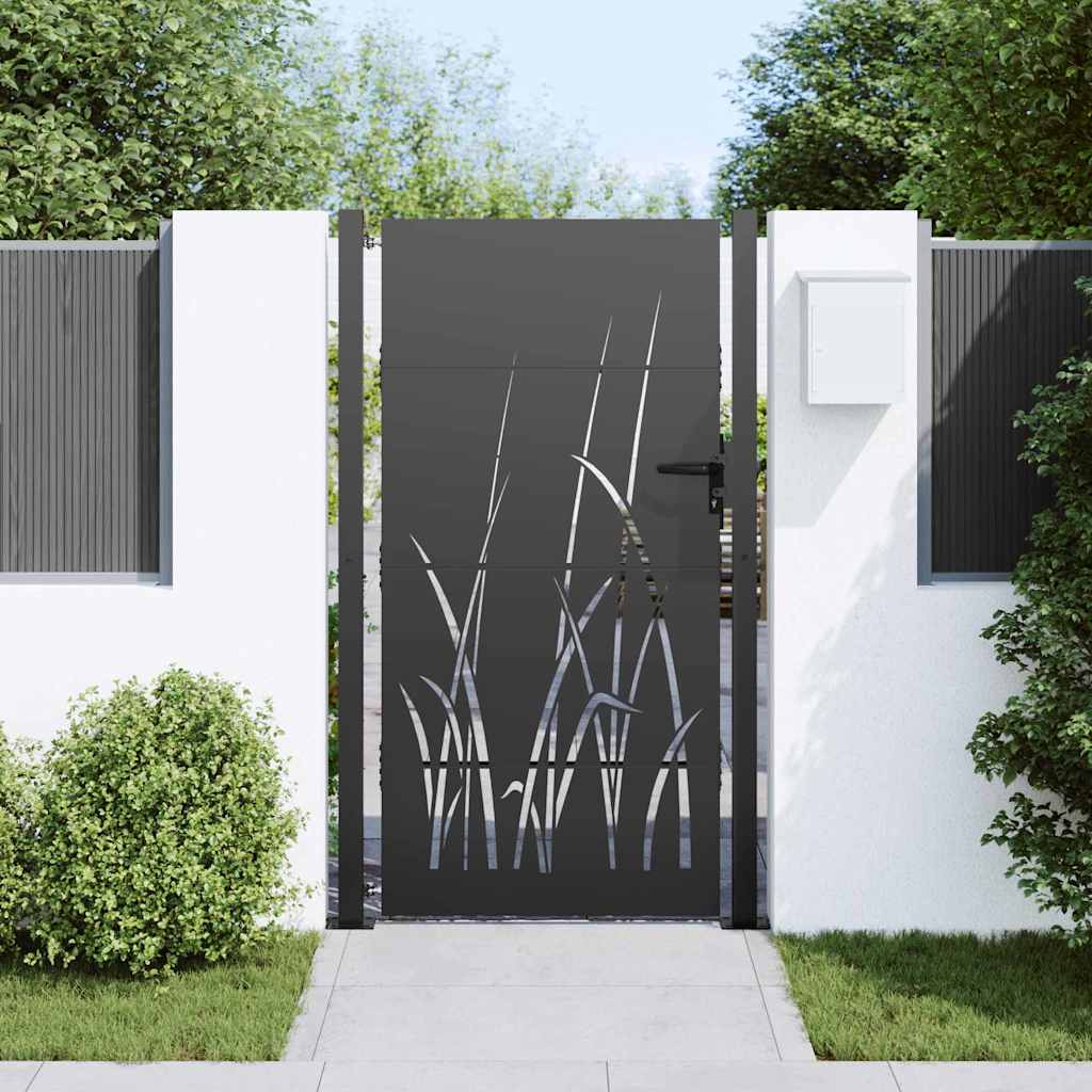 VidaXL Gartentor mit Schloss schwarz 110 x 180 cm pulverbeschichteter Stahl