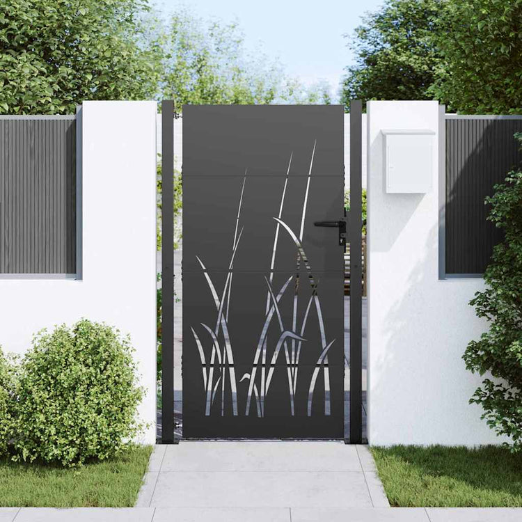 VidaXL Gartentor mit Schloss schwarz 110 x 180 cm pulverbeschichteter Stahl