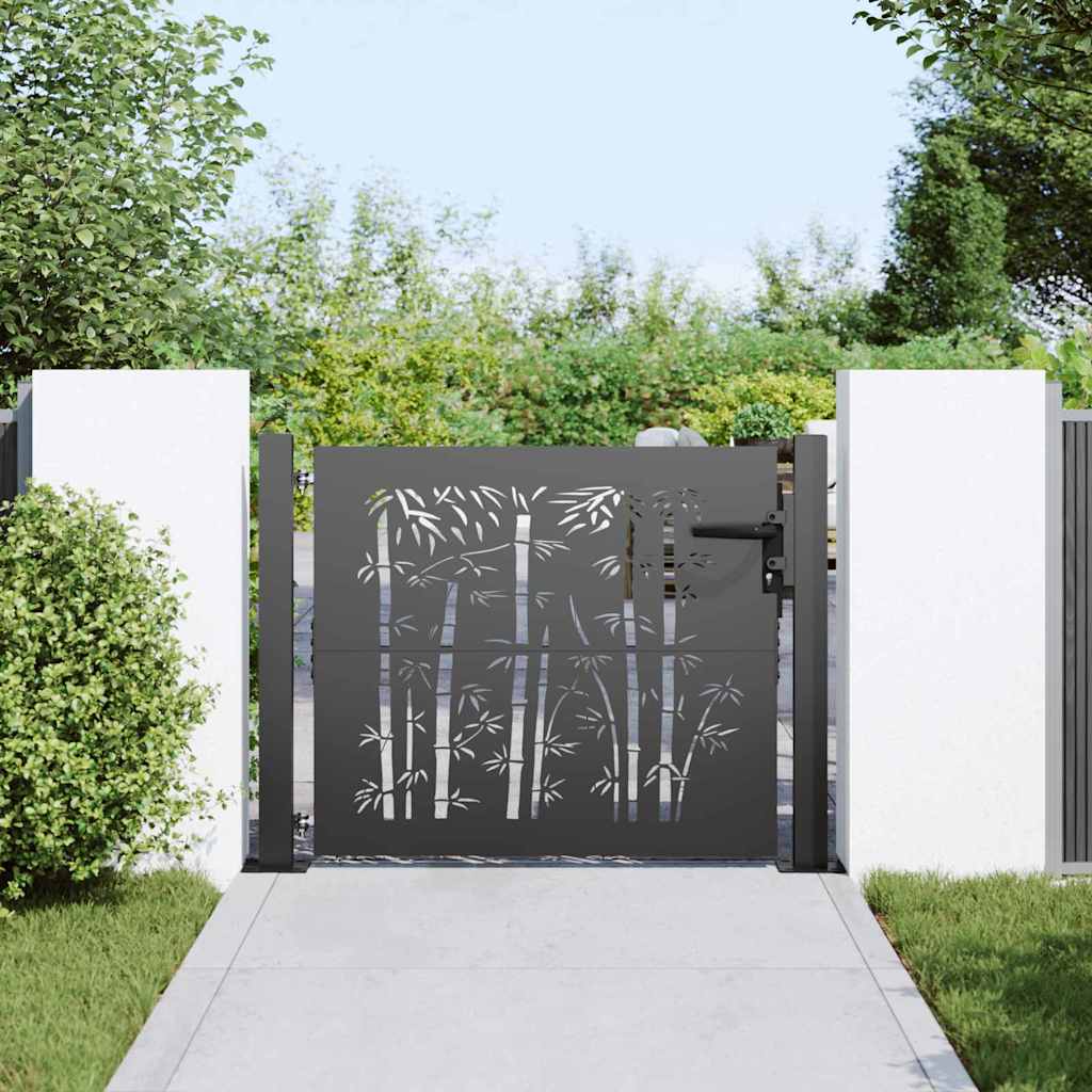 VidaXL Gartentor mit Schloss schwarz 110 x 105 cm pulverbeschichteter Stahl