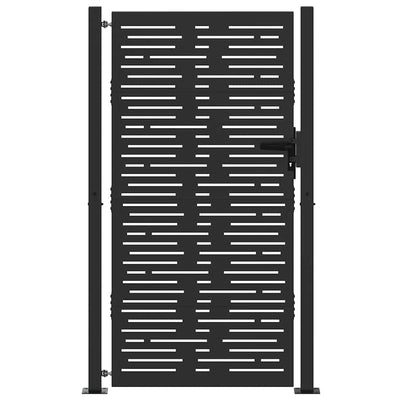VidaXL Gartentor mit Schloss schwarz 110 x 180 cm pulverbeschichteter Stahl