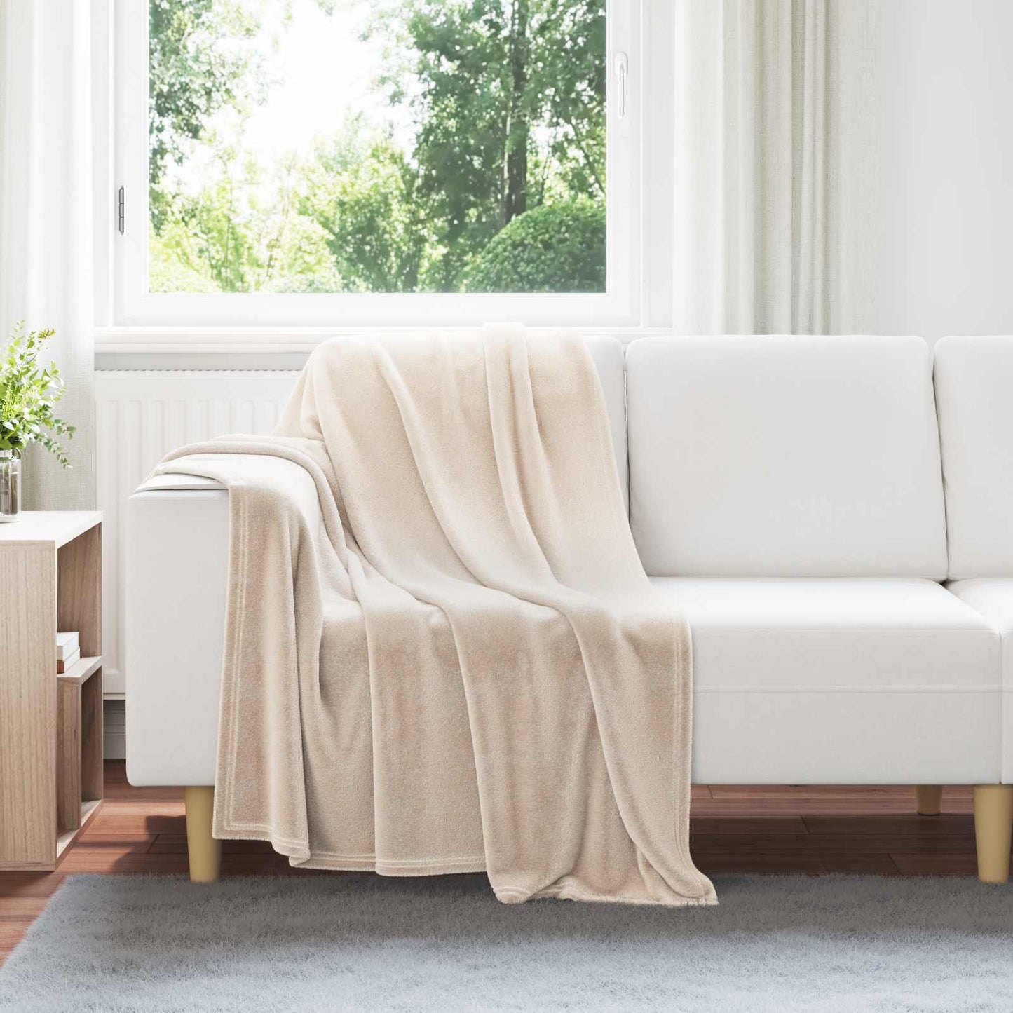 Vidaxl Überwurfdecke beige 130 x 150 cm Fleece