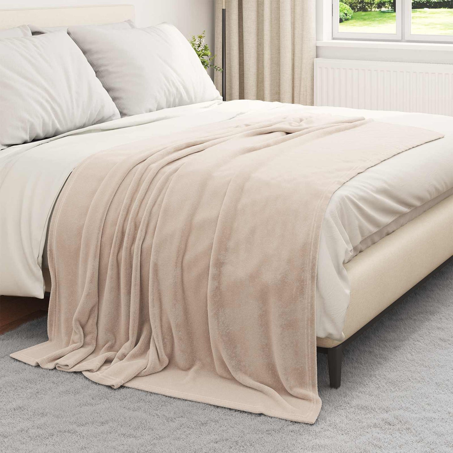 Vidaxl Überwurfdecke beige 150 x 200 cm Fleece
