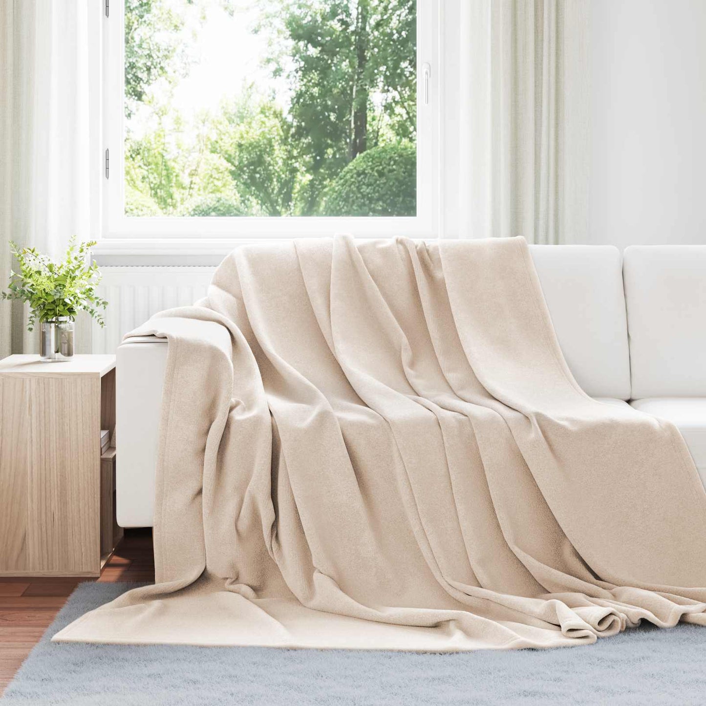 Vidaxl Überwurfdecke Beige 220 x 240 cm Fleece