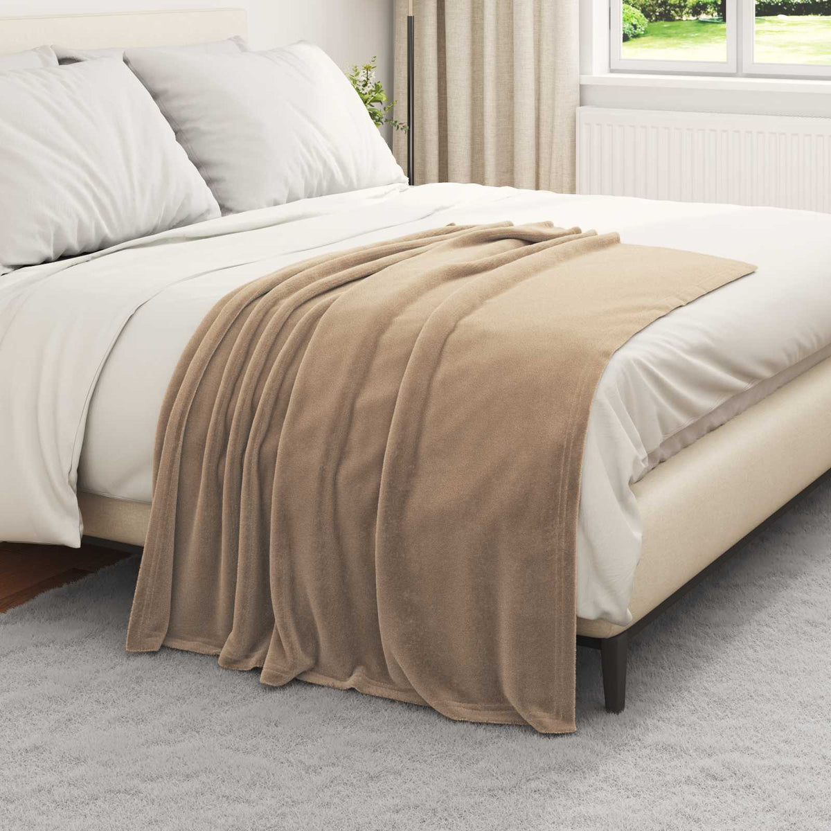 Vidaxl Überwurfdecke Kamel 130 x 150 cm Fleece